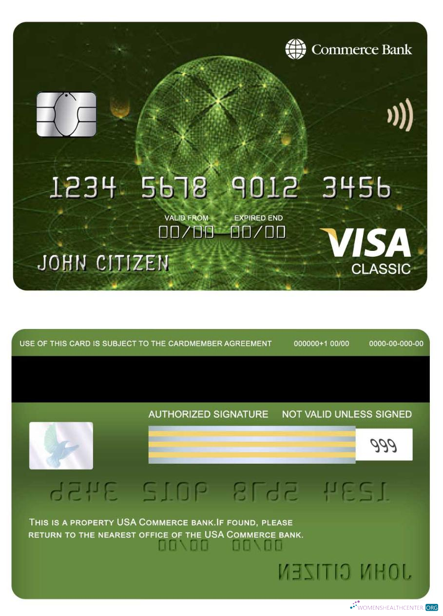 Download USA Commerce bank visa classic card Photoshop template